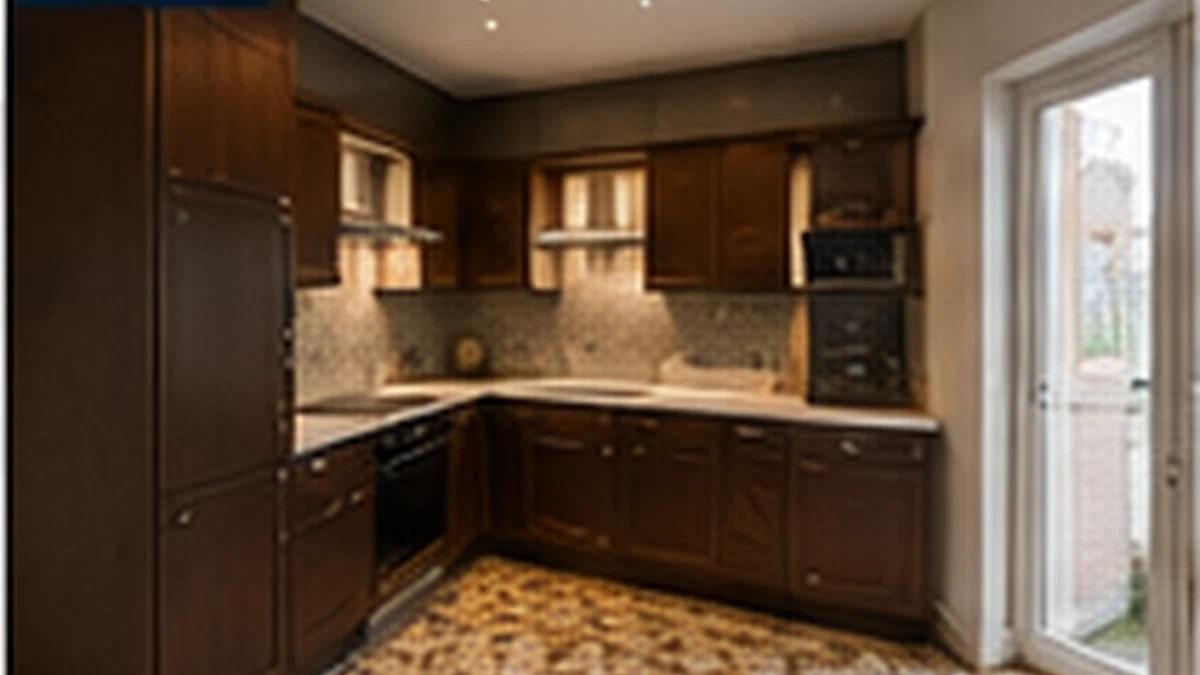 Cuisine ouverte avant rénovation — illustration IA Hortenns TCE